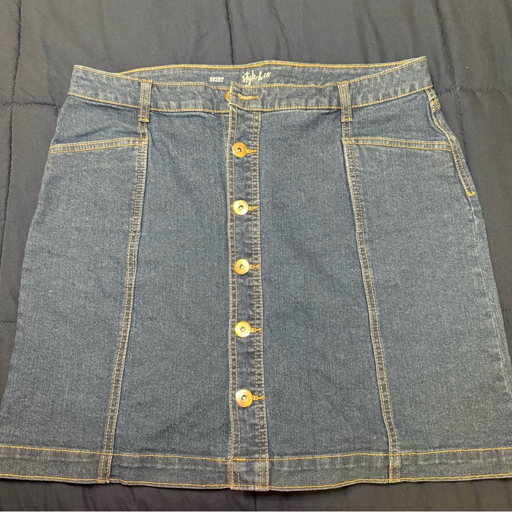 Style & Co  Denim Button-Front Skirt